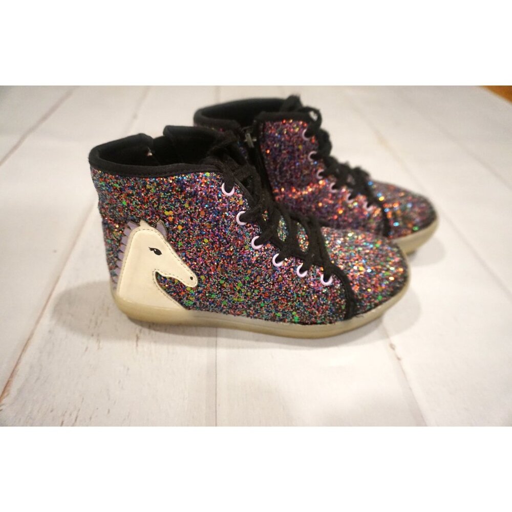 FabKids Girls Unicorn Light Up Shoes Sneakers - Size 2 - Picture 2 of 10